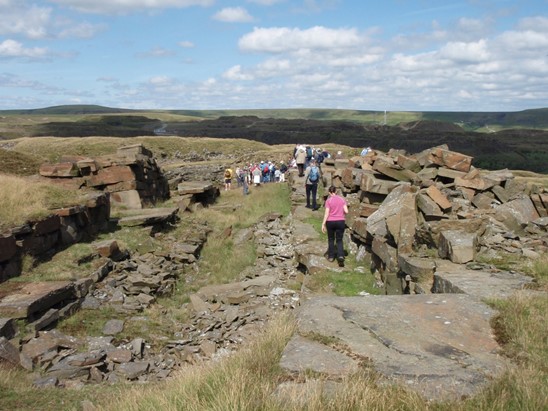 Large stone blocks arranged as platforms, perhaps de-lineating travelling crane site