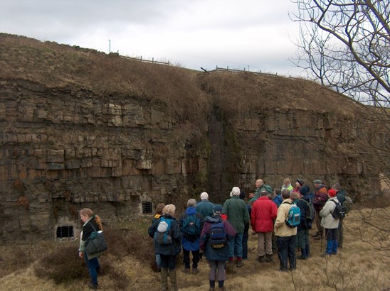 Caged stone mine entrance at Pinner Quarry